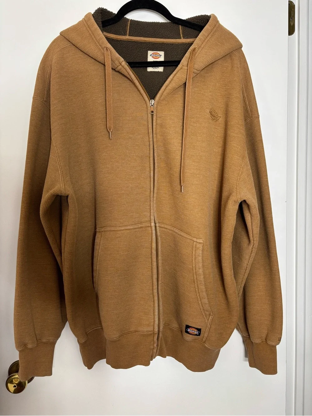 2XL Dickies Men’s Zip-Up Hooded Sweater Jacket in Tan Brown